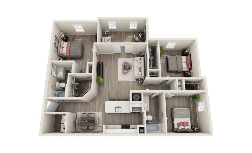 Buckingham - 3 bedroom floorplan layout with 2 bathrooms and 1450 square feet
