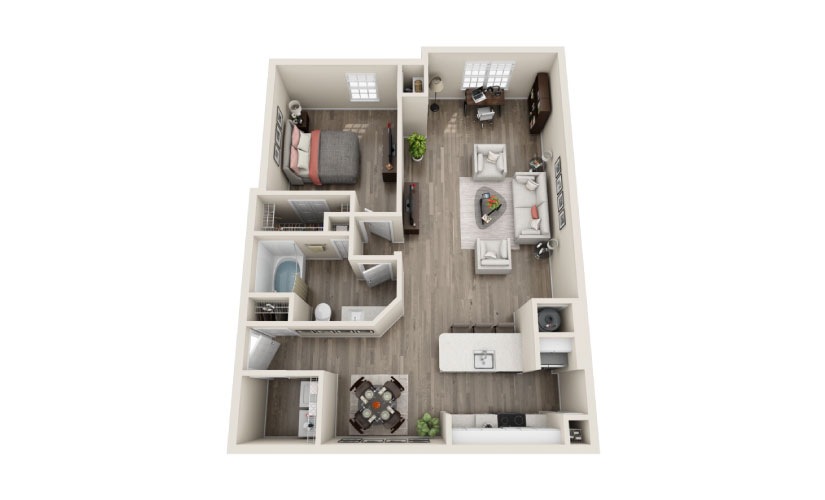 Hampton - 1 bedroom floorplan layout with 1 bathroom and 973 square feet