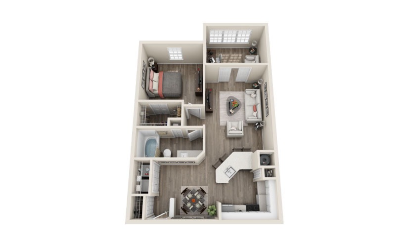 Sherwood - 1 bedroom floorplan layout with 1 bathroom and 849 square feet
