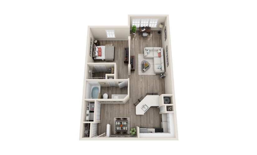 Windsor - 1 bedroom floorplan layout with 1 bathroom and 849 square feet